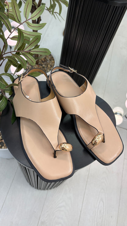 Tazia Faux Leather Square Toe Sandals
