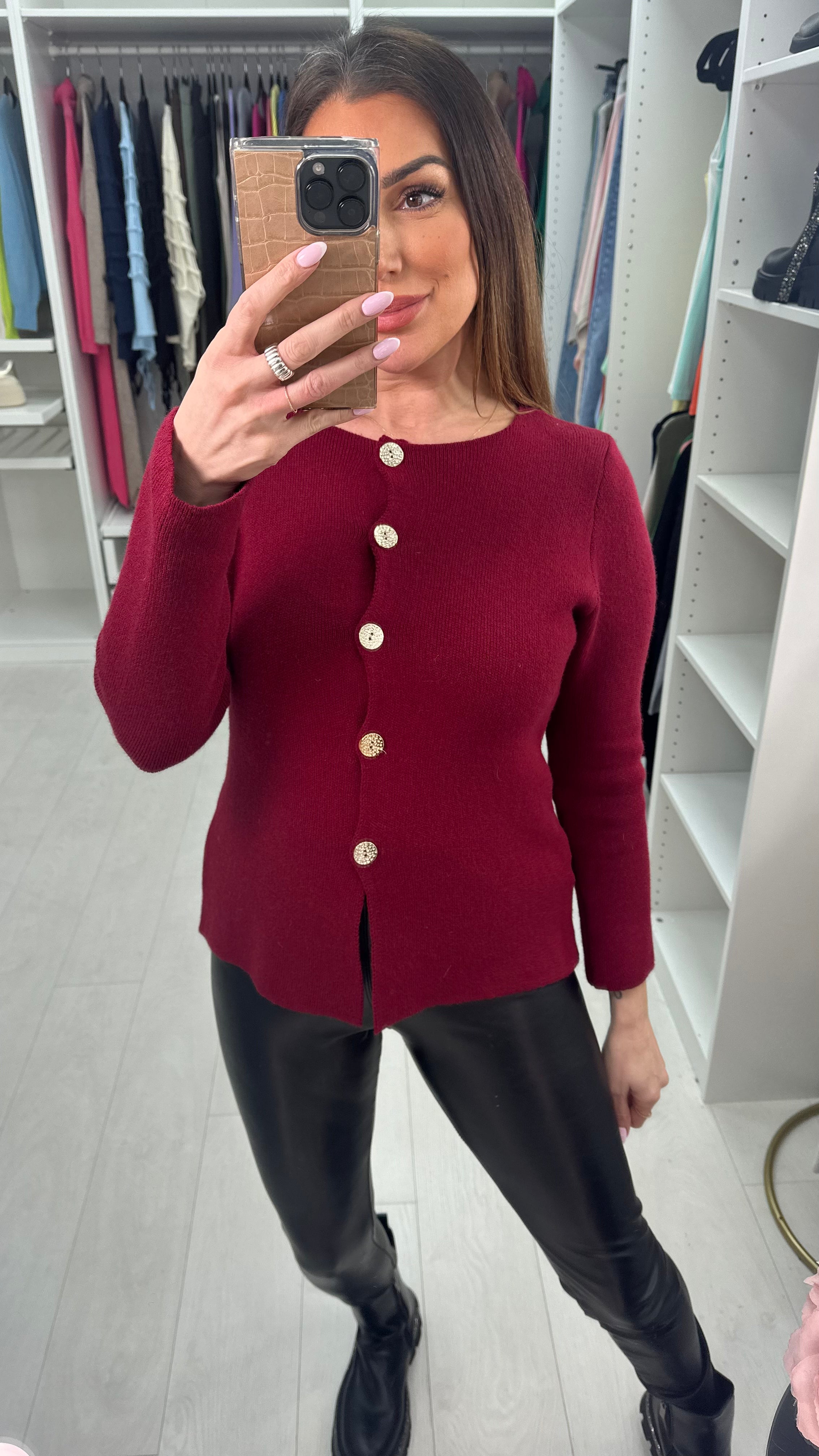 Posey Plain Button Front Knitted Cardigan