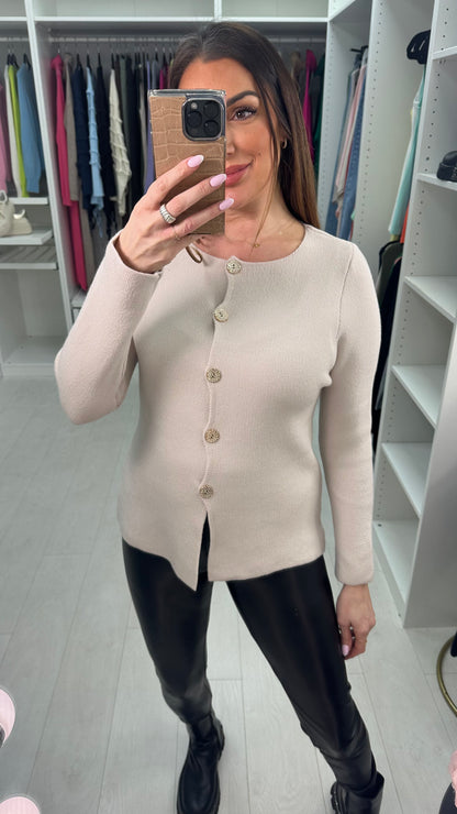 Posey Plain Button Front Knitted Cardigan