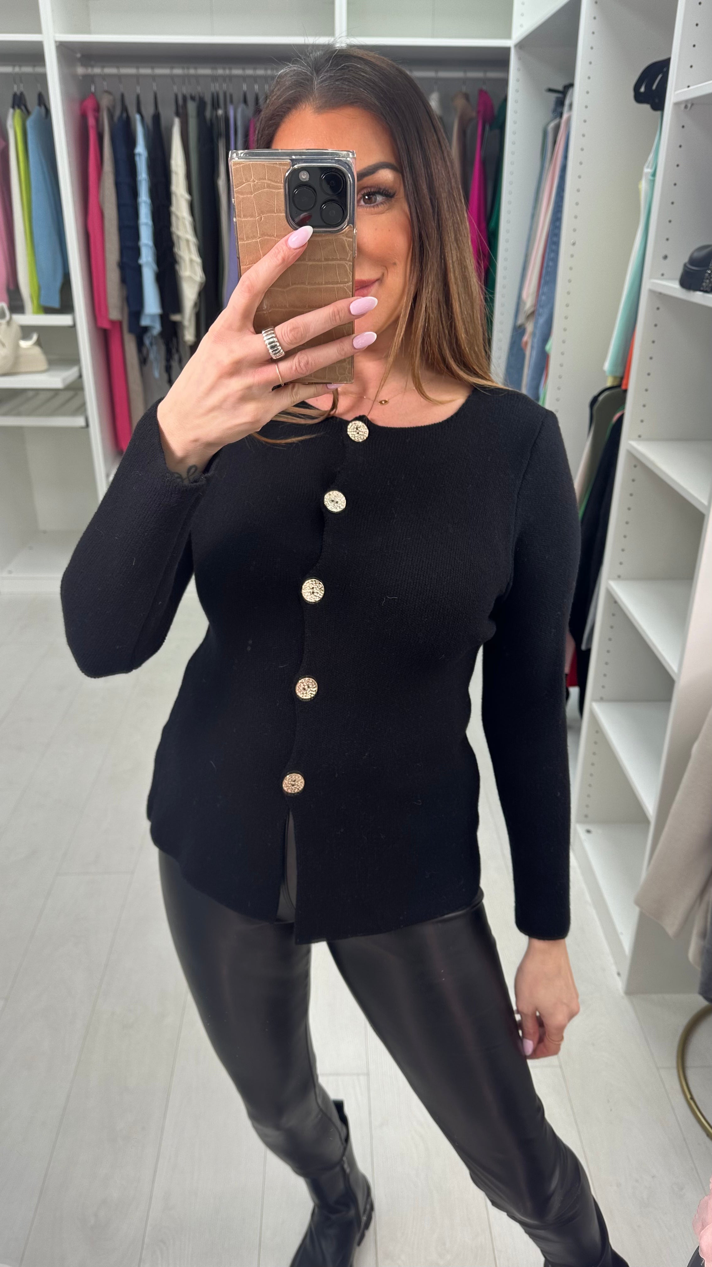 Posey Plain Button Front Knitted Cardigan