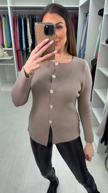 Posey Plain Button Front Knitted Cardigan