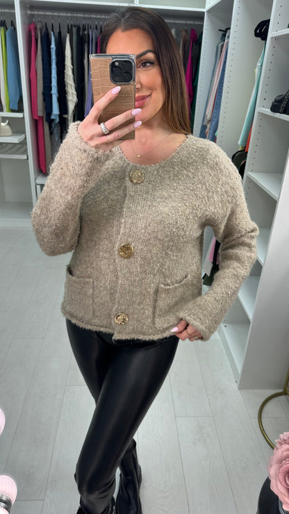 Sheryl Boucle Button Front Detailed Cardigan