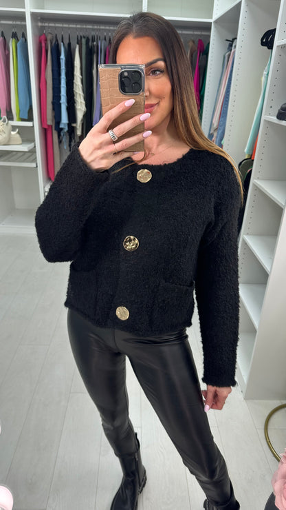 Sheryl Boucle Button Front Detailed Cardigan