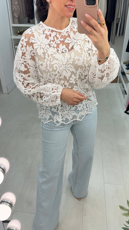 Shoana Mesh Batwing Sleeve Top