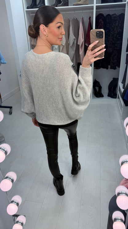 Ingrid Plain Wrap Front Chunky Knit Jumper