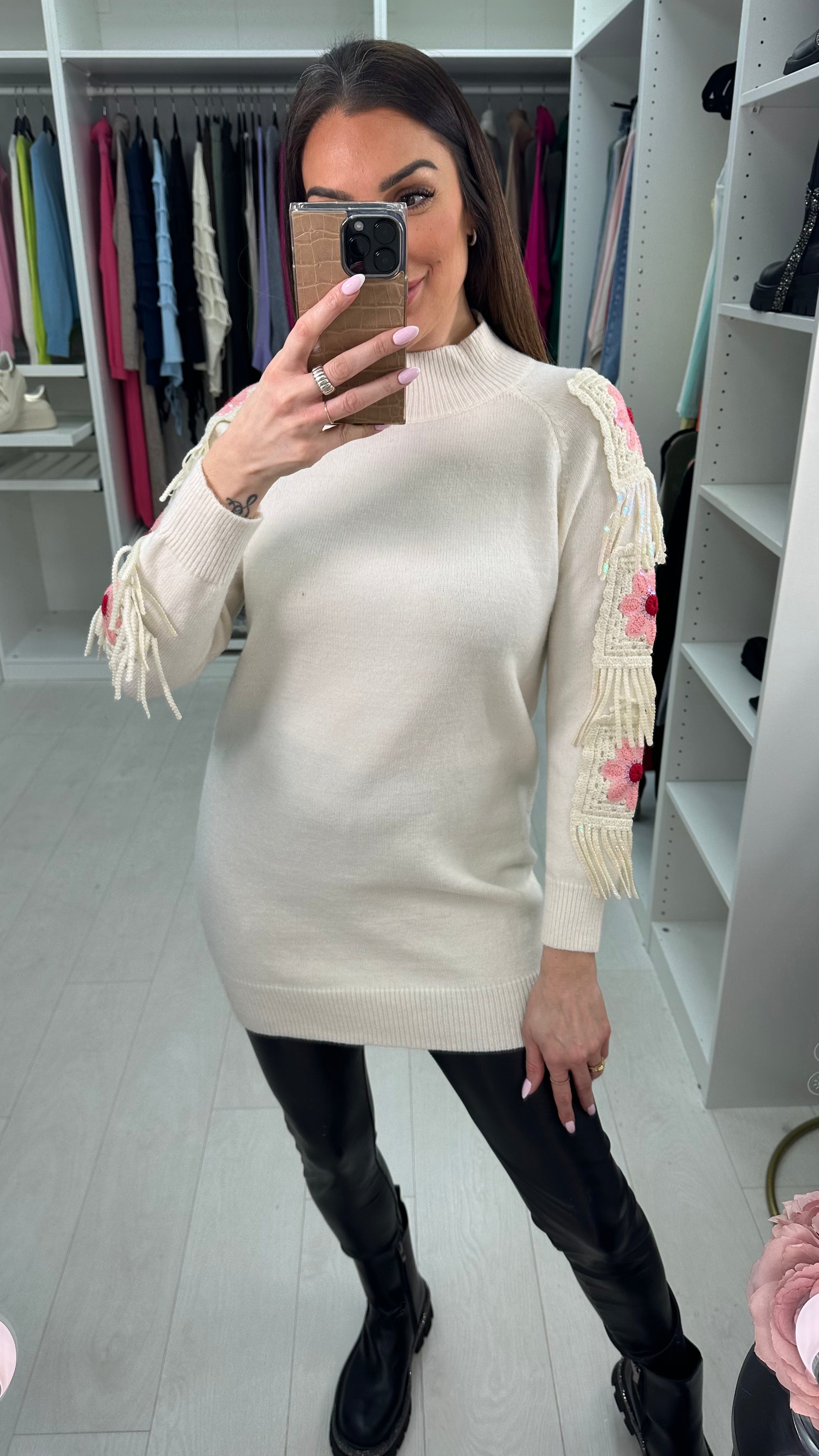 Julisa Crochet Detailed Longline Jumper