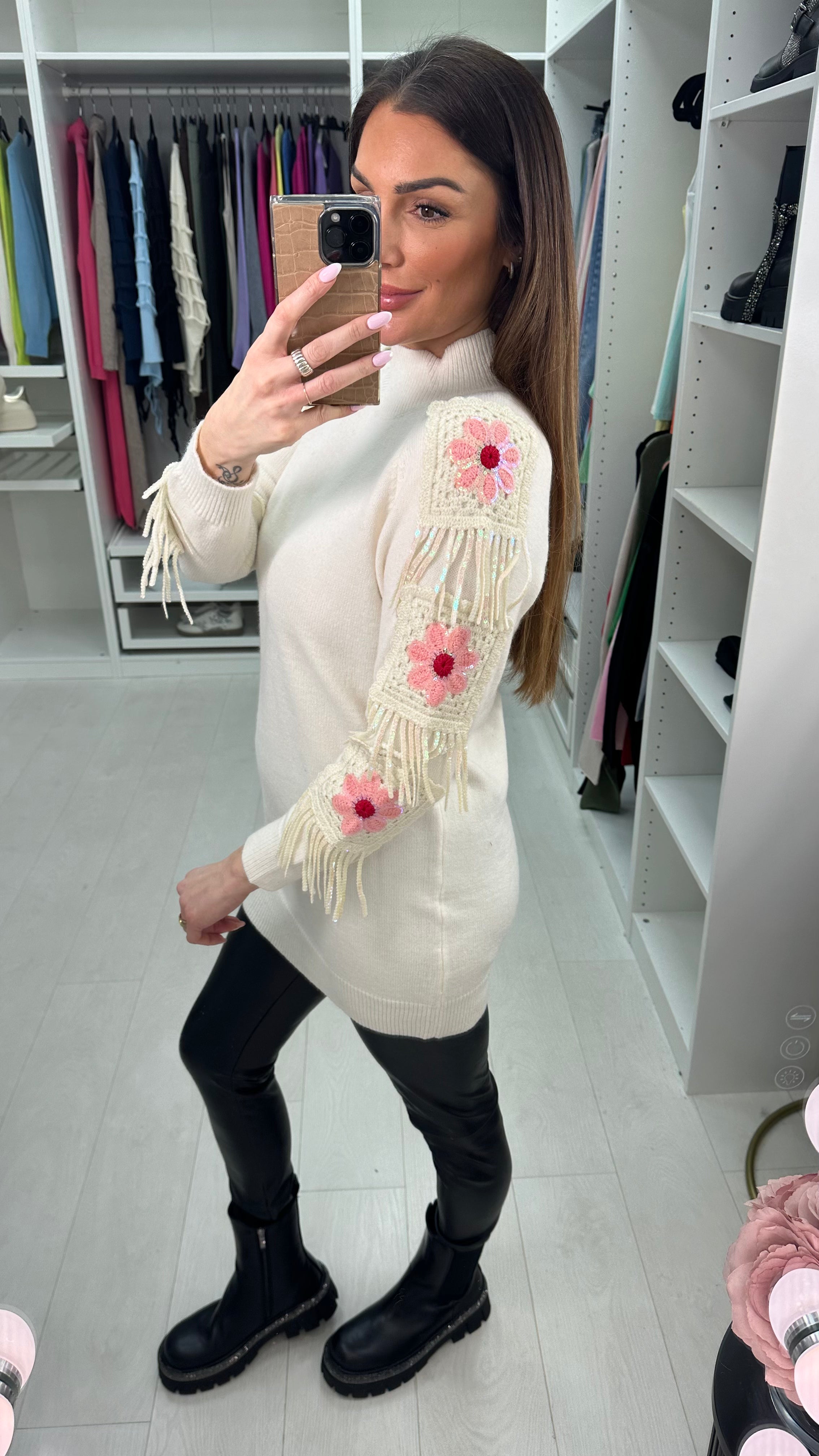 Julisa Crochet Detailed Longline Jumper