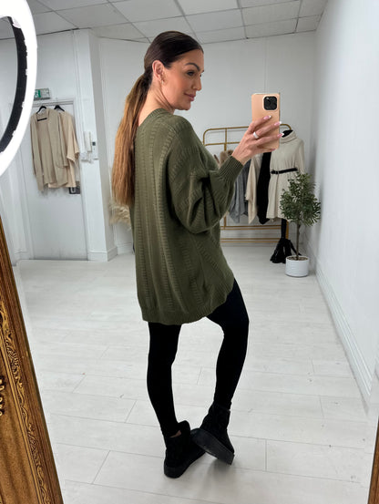 Jayney Asymmetric Detail V Neck Knit Jumper