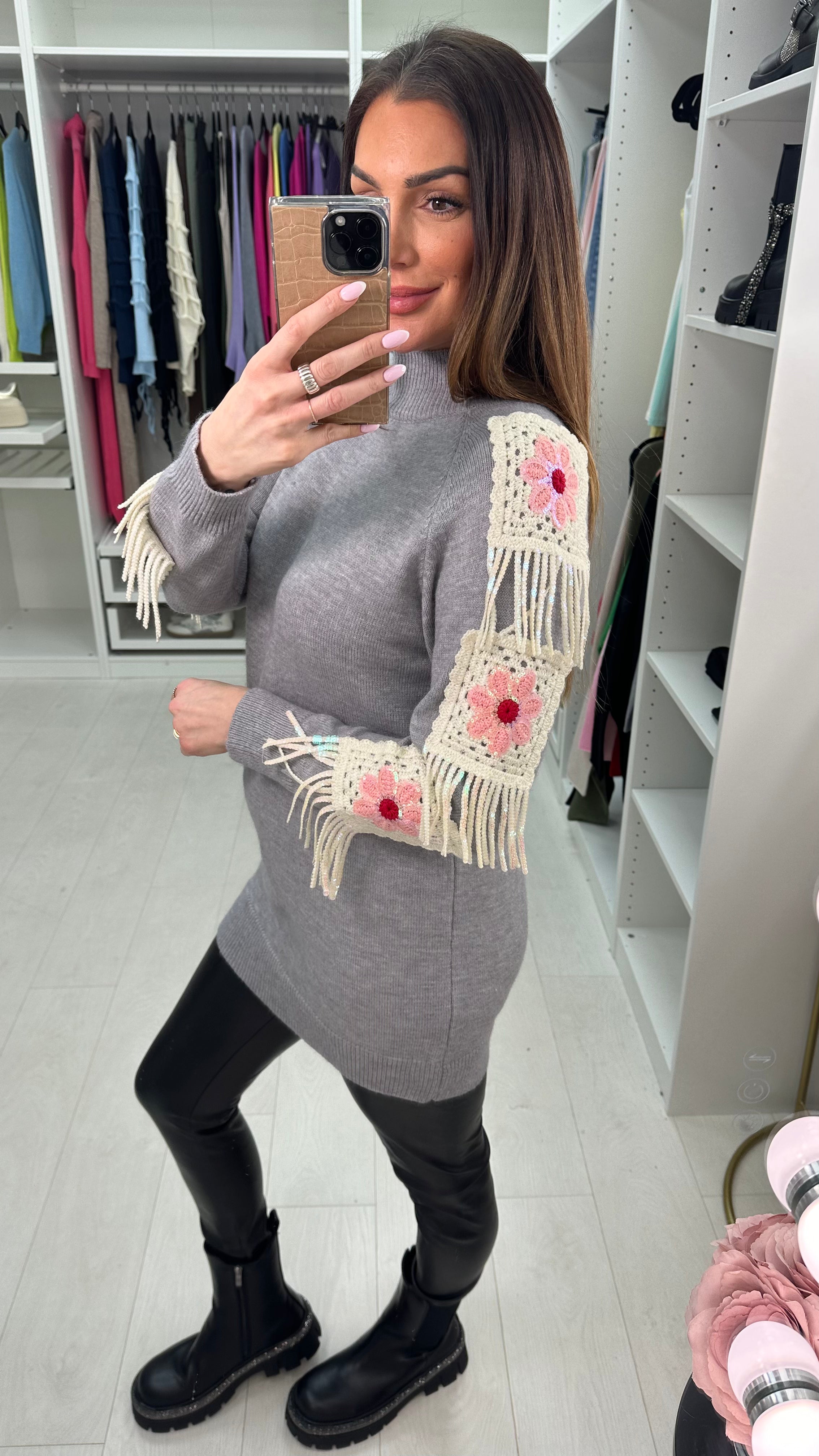 Julisa Crochet Detailed Longline Jumper