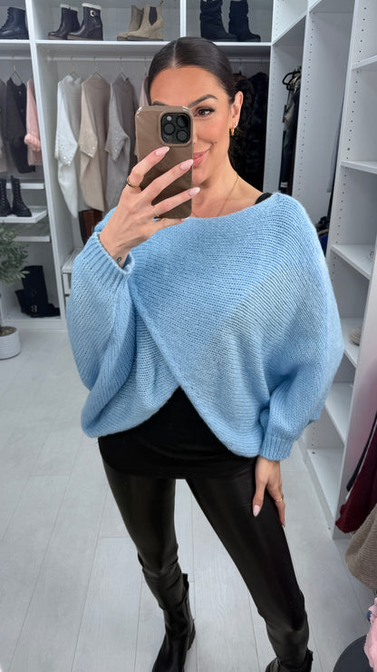 Ingrid Plain Wrap Front Chunky Knit Jumper