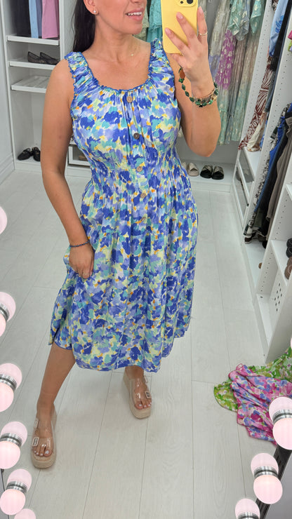 Lizzy Watercolour Floral Print Midi Dress