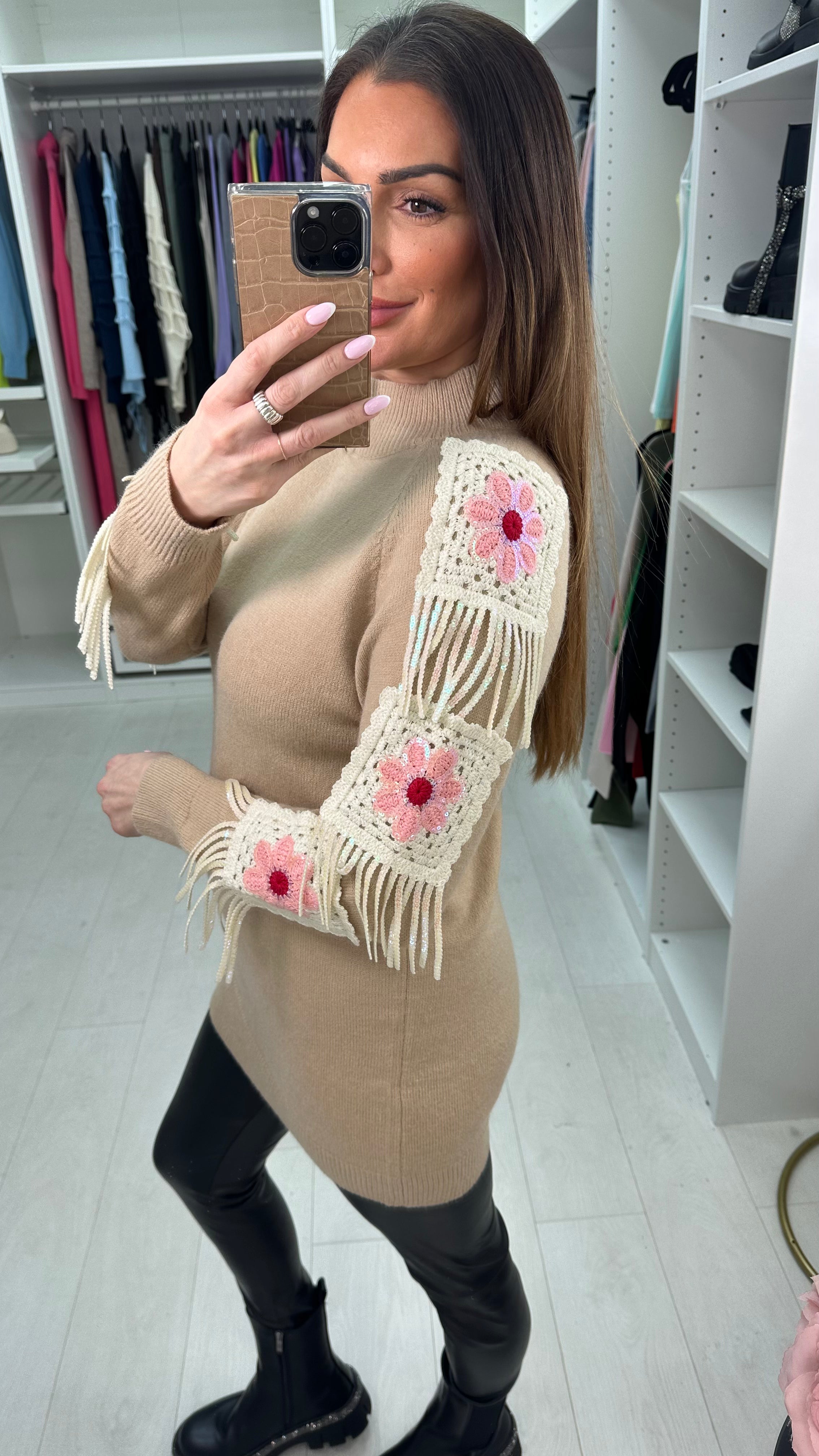 Julisa Crochet Detailed Longline Jumper