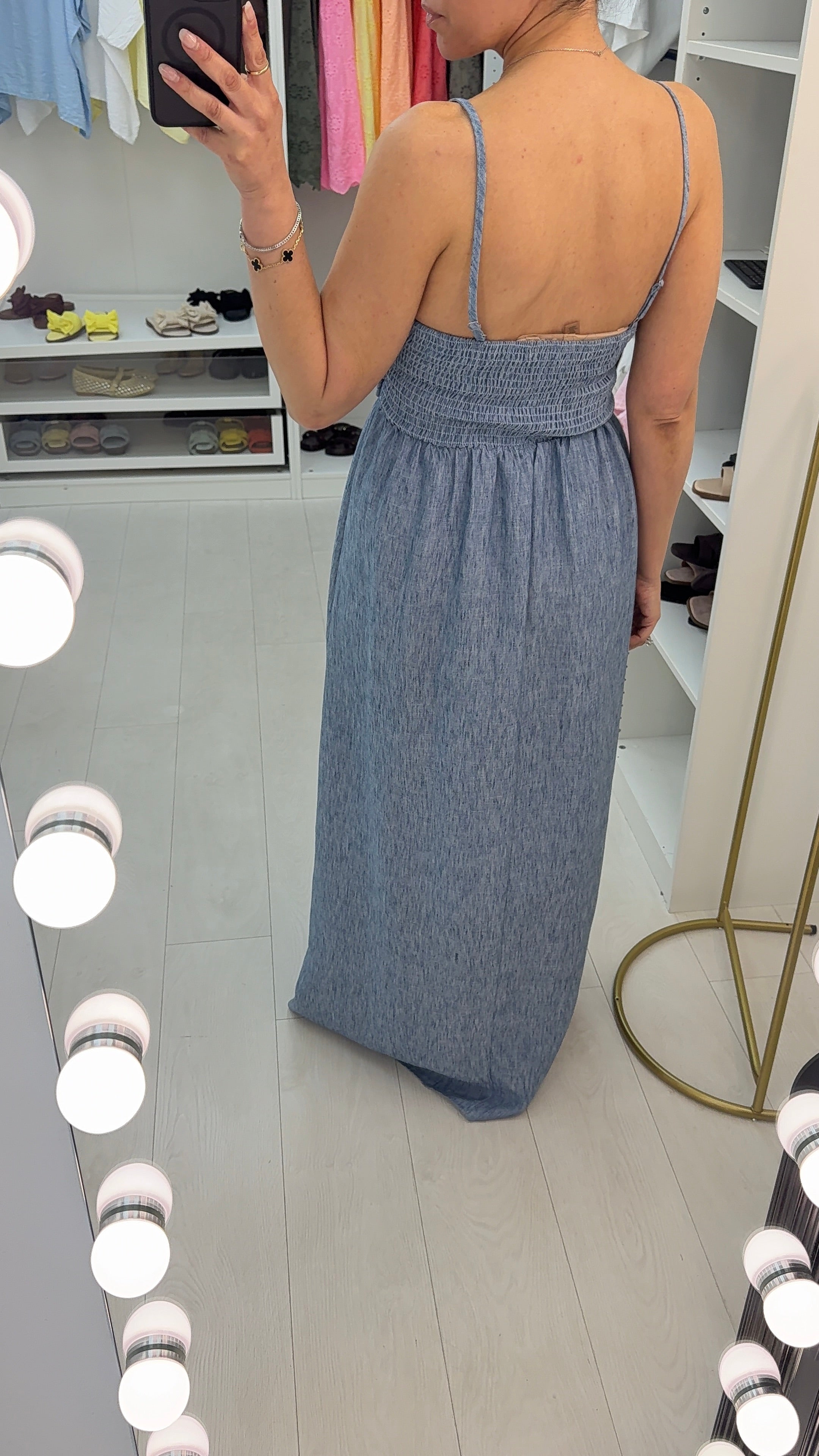 Elba Strappy Denim Maxi Dress