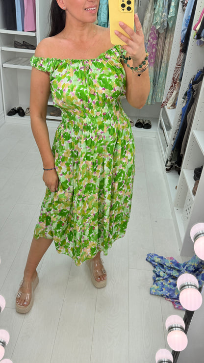 Lizzy Watercolour Floral Print Midi Dress