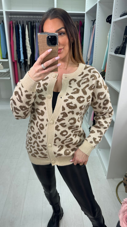 Ivona Leopard Print Knitted Cardigan