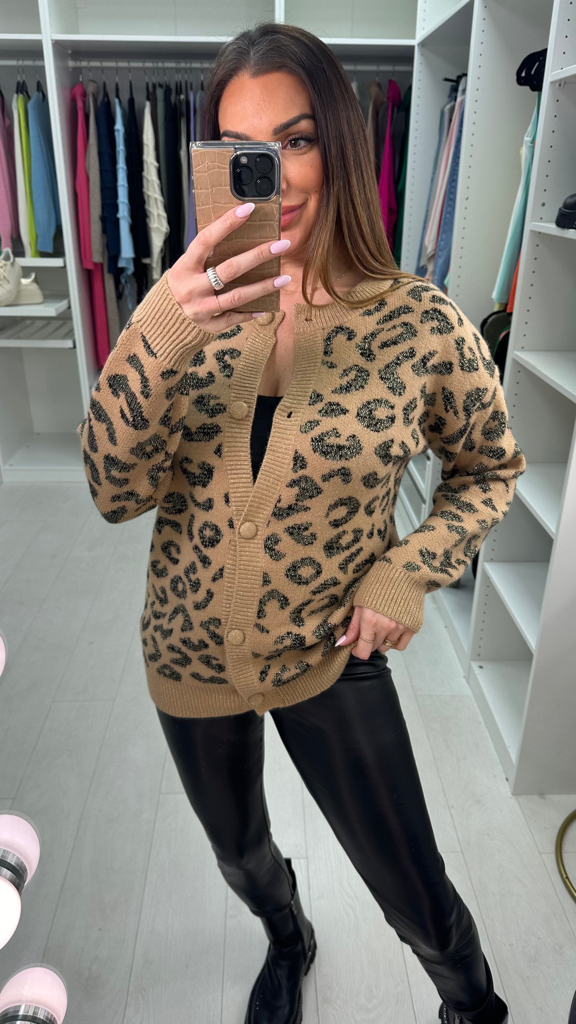 Ivona Leopard Print Knitted Cardigan