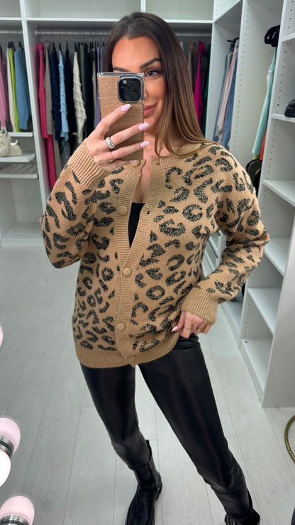 Ivona Leopard Print Knitted Cardigan
