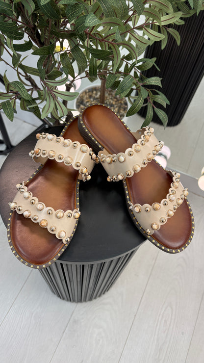 Miley Embellished Double Strap Sliders