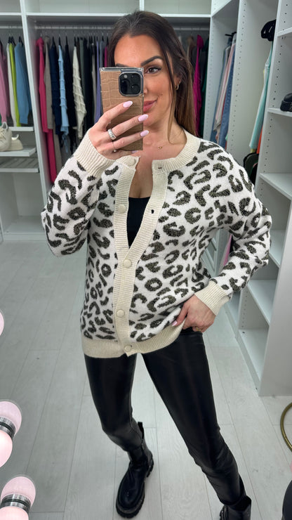 Ivona Leopard Print Knitted Cardigan