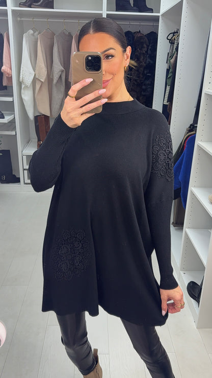 Celestine Crochet Detail Longline Jumper