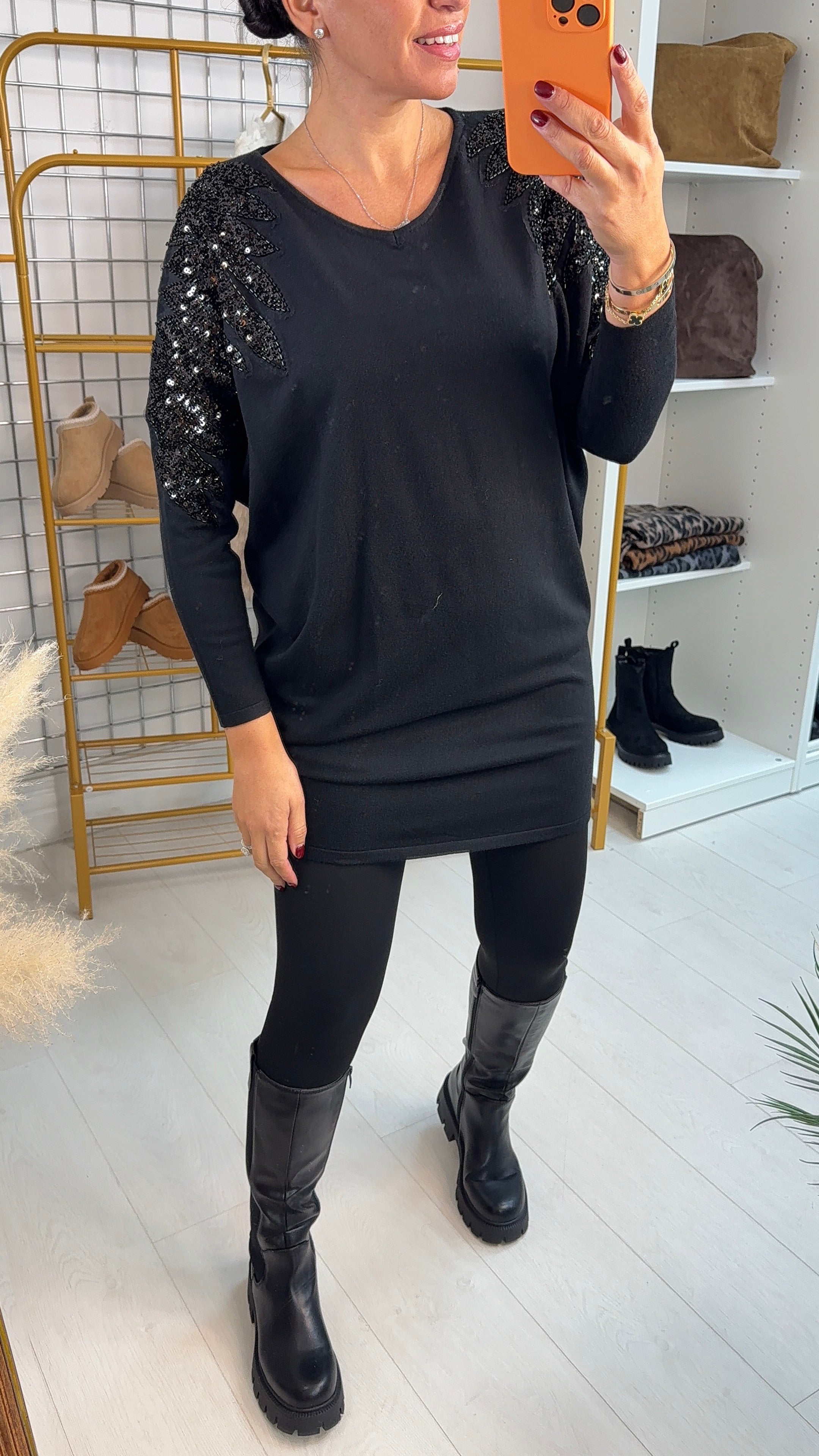 Mireya Embellished Shoulder Longline Jumper