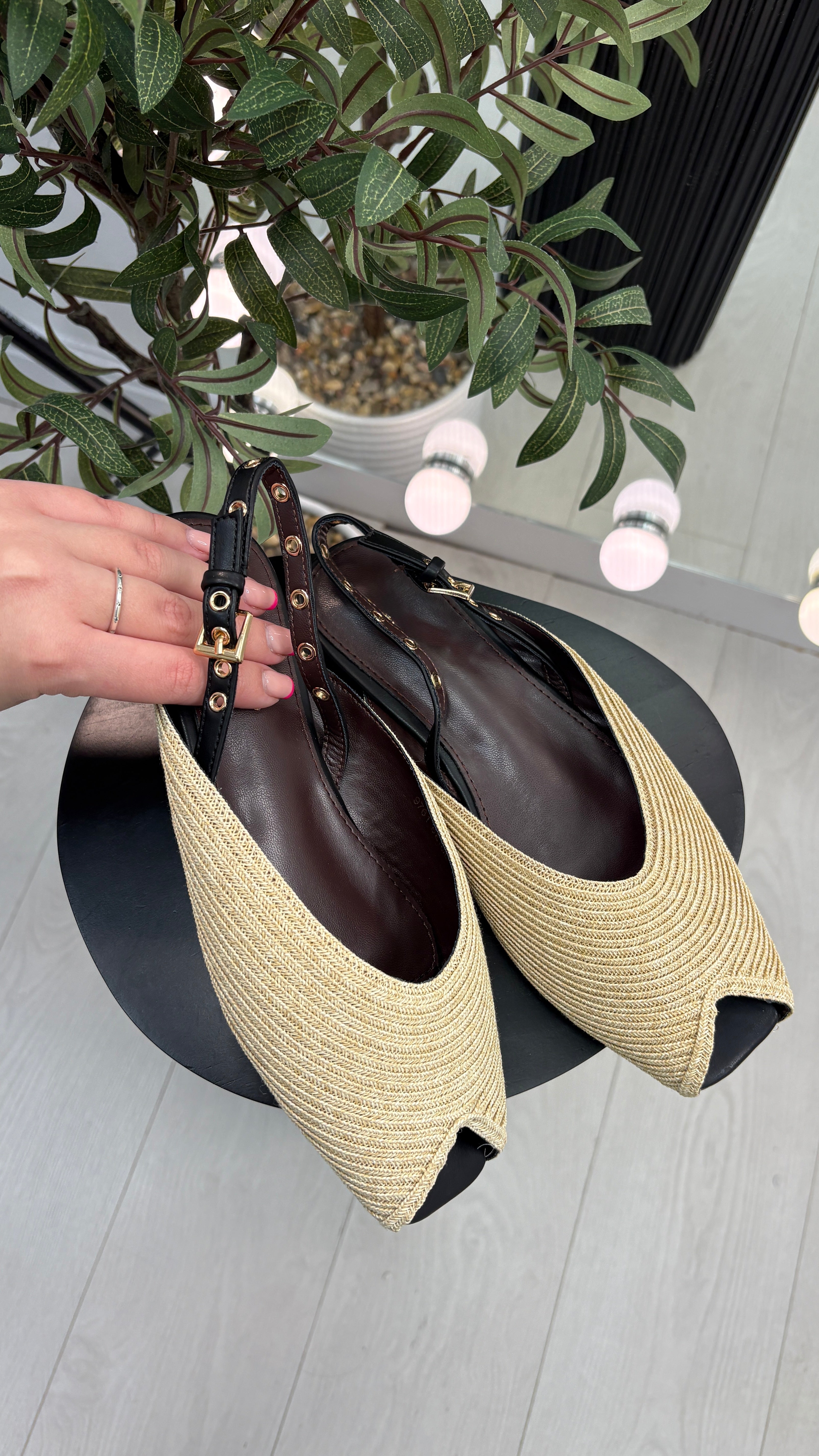 Alison Woven Open Toe Slingback Sandals