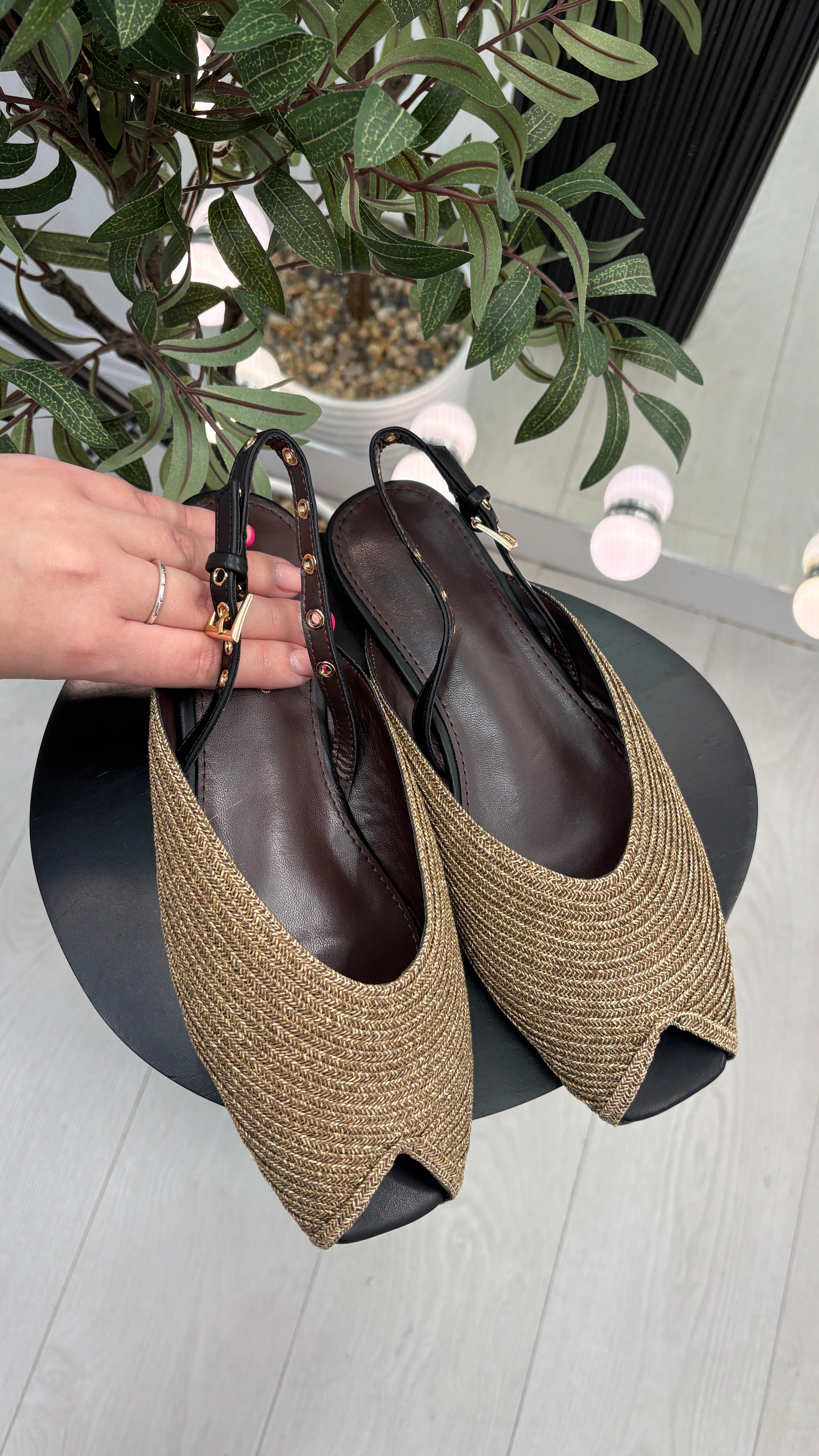 Alison Woven Open Toe Slingback Sandals