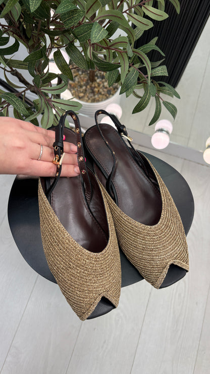 Alison Woven Open Toe Slingback Sandals