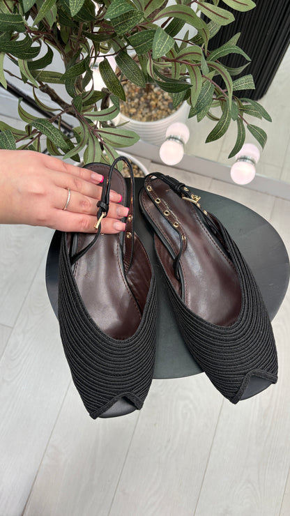 Alison Woven Open Toe Slingback Sandals