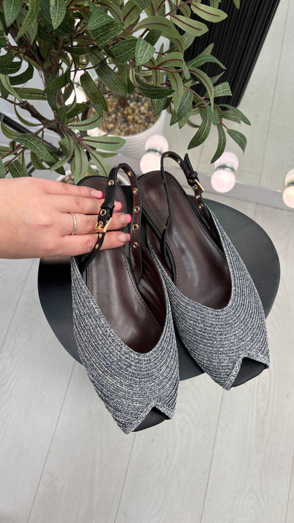 Alison Woven Open Toe Slingback Sandals