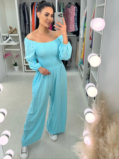 Janie Bardot Plain Elasticated Bust Jumpsuit