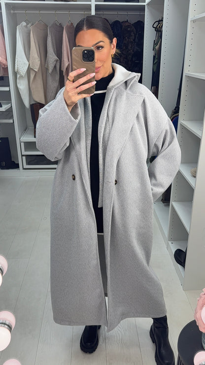 Lissa Plain Hoodie Detail Oversized Coat