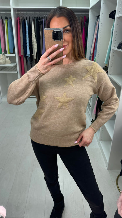 Selene Metallic Star Detailed Knit Jumper