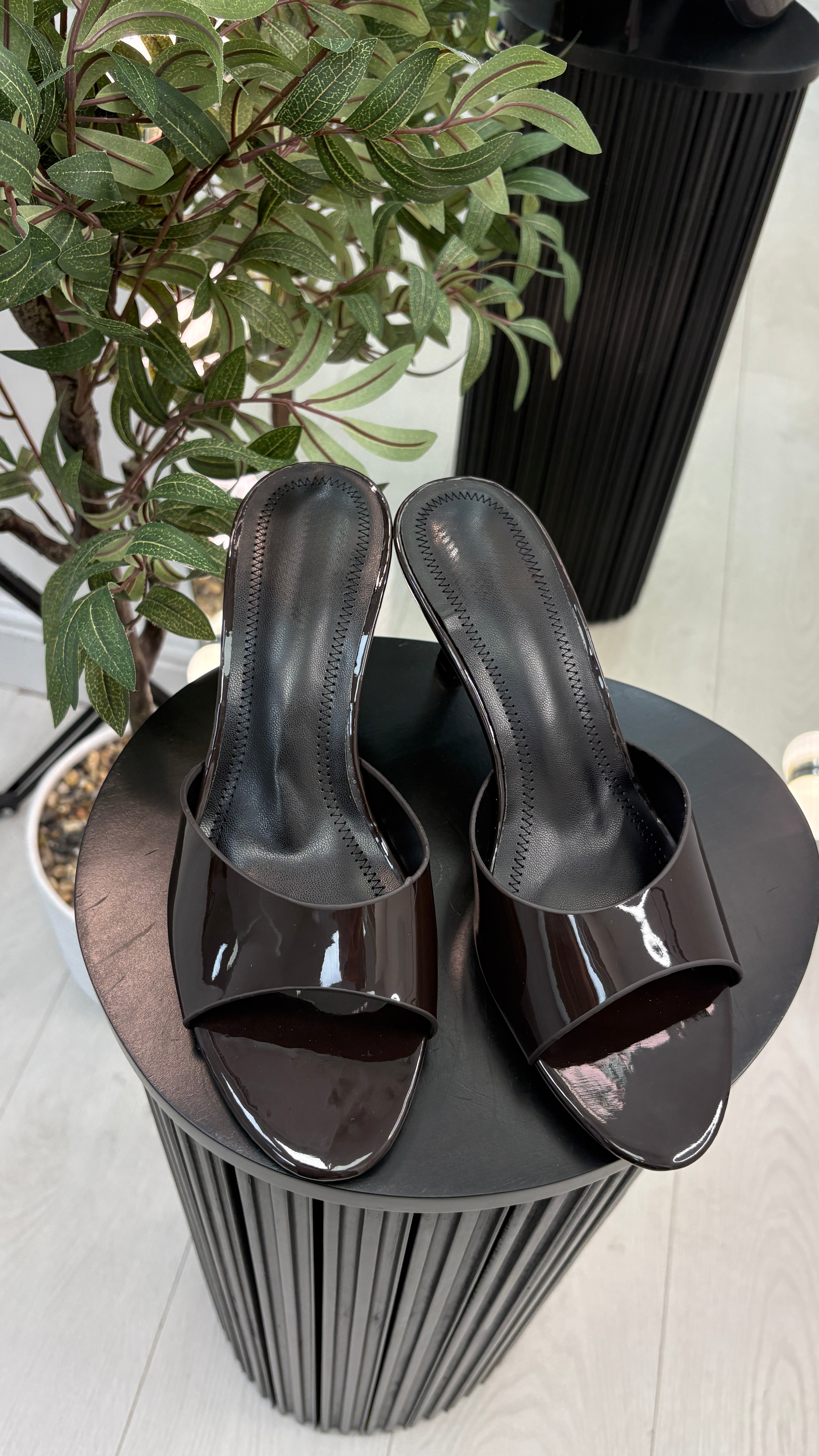 Kailey PU Open Toe Kitten Heel Mules