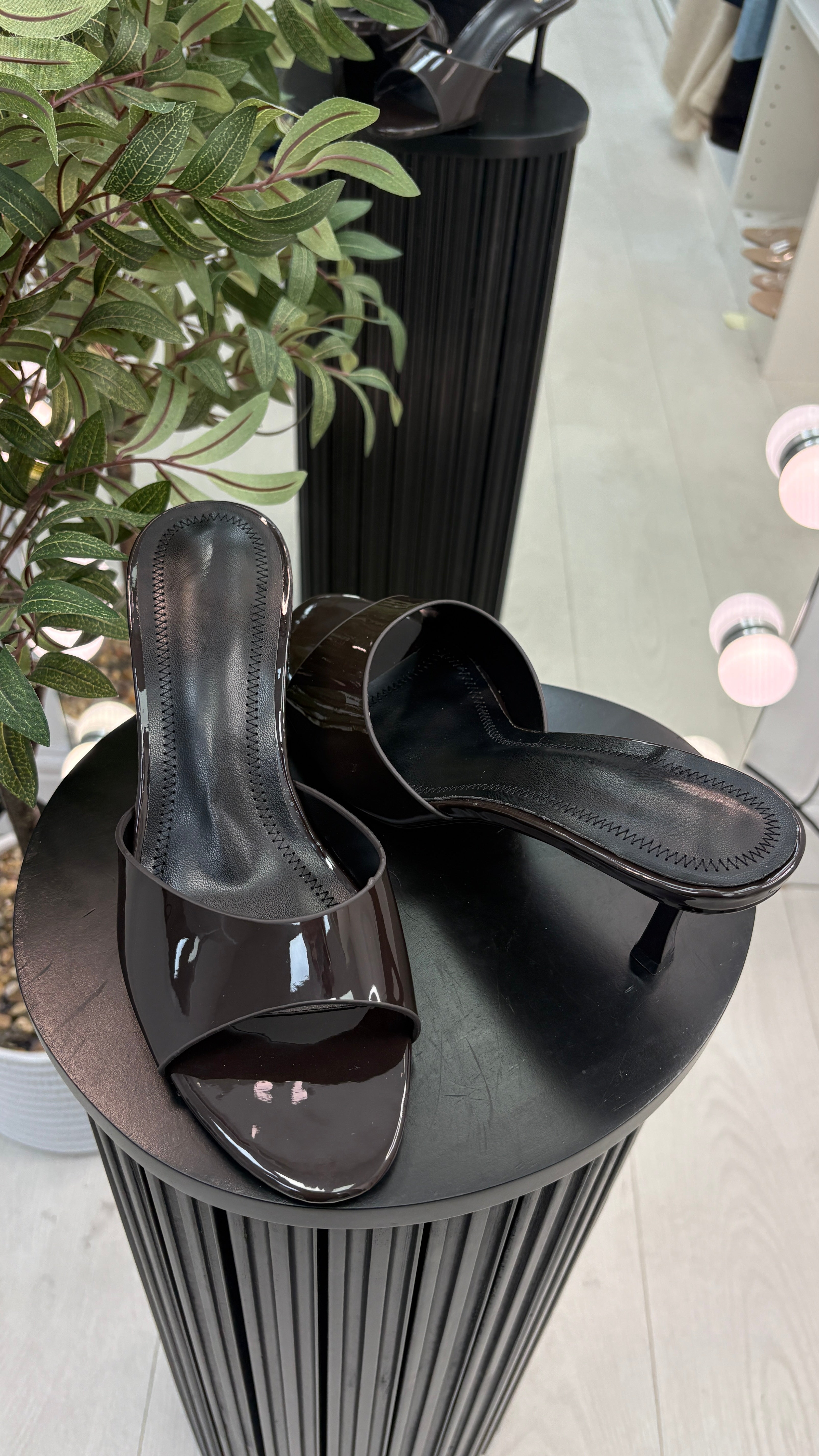 Kailey PU Open Toe Kitten Heel Mules