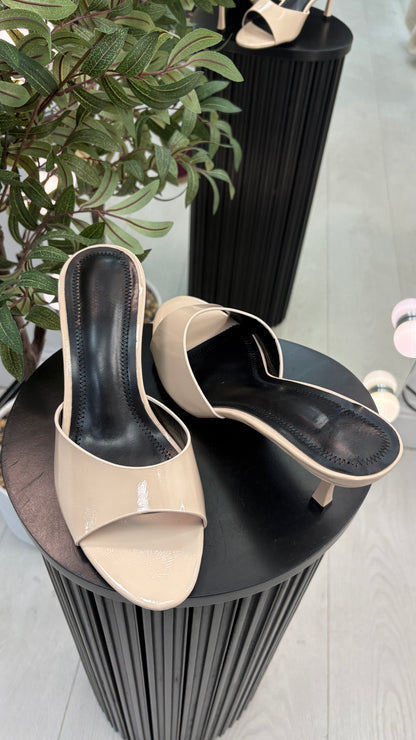 Kailey PU Open Toe Kitten Heel Mules