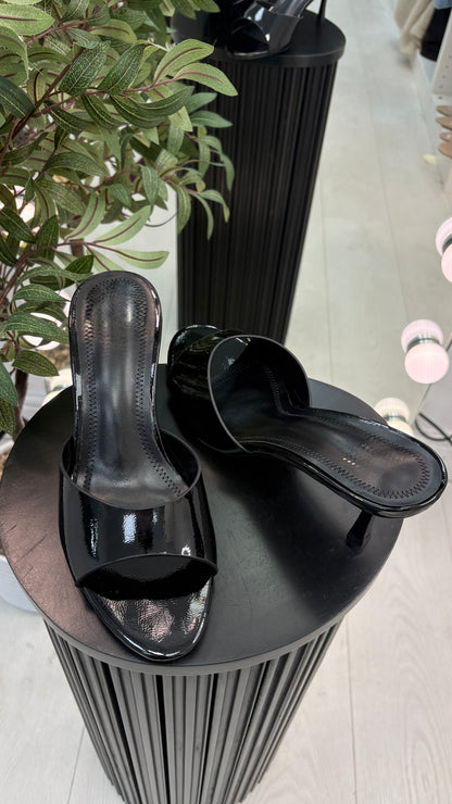 Kailey PU Open Toe Kitten Heel Mules