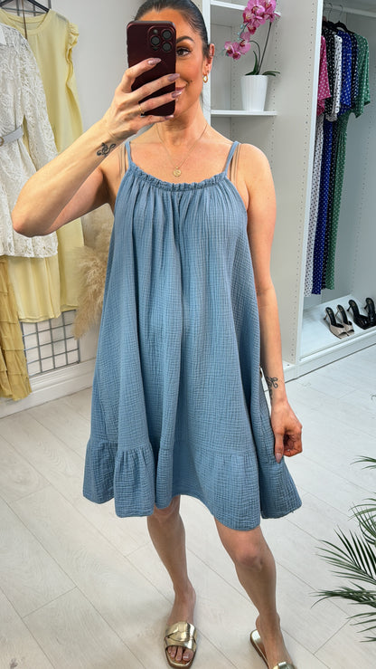 Scarlett Plain Strappy Cheesecloth Dress