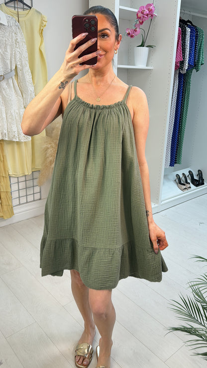 Scarlett Plain Strappy Cheesecloth Dress