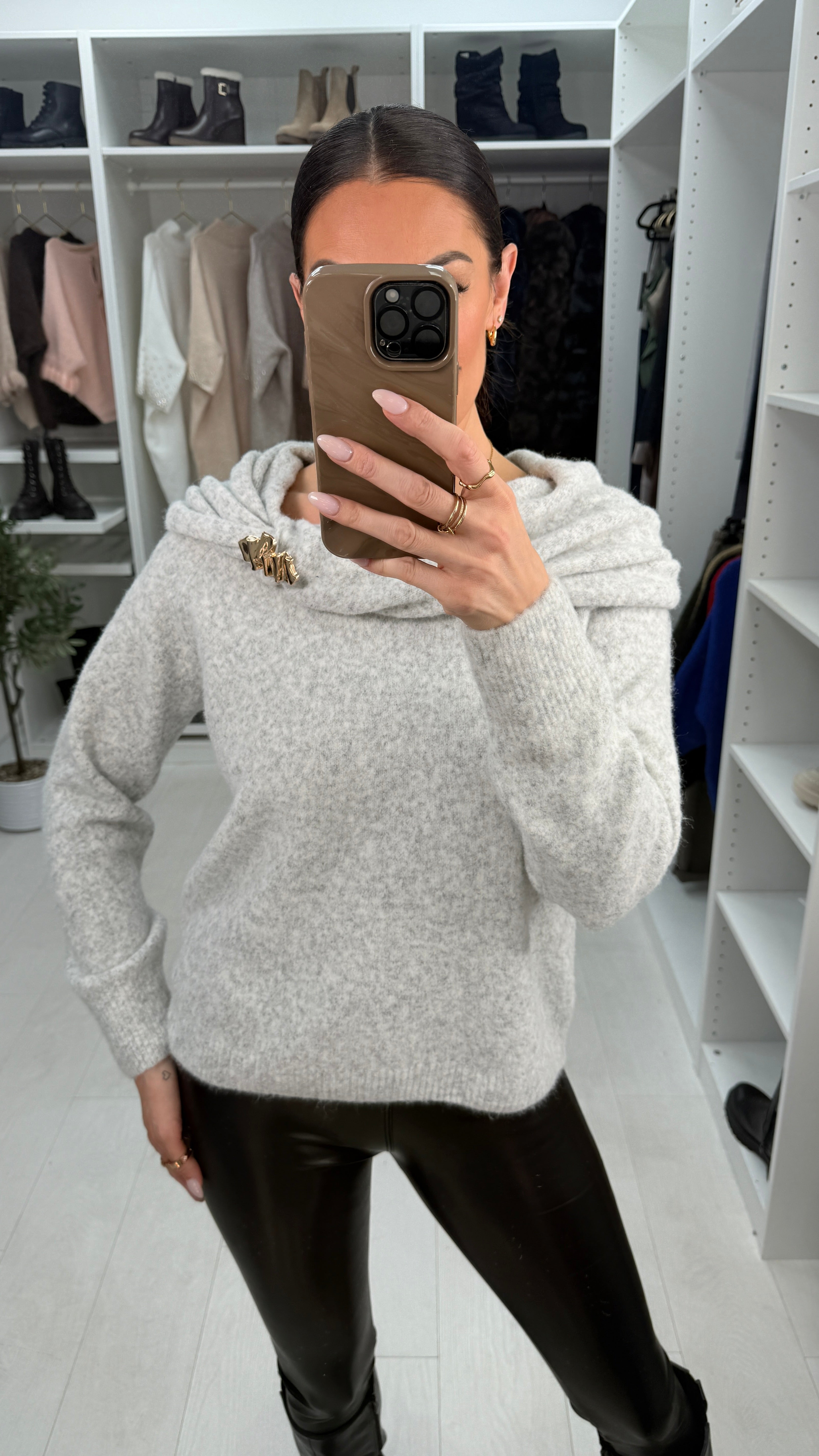 Marisa Cowl Neck Brooch Detail Jumper