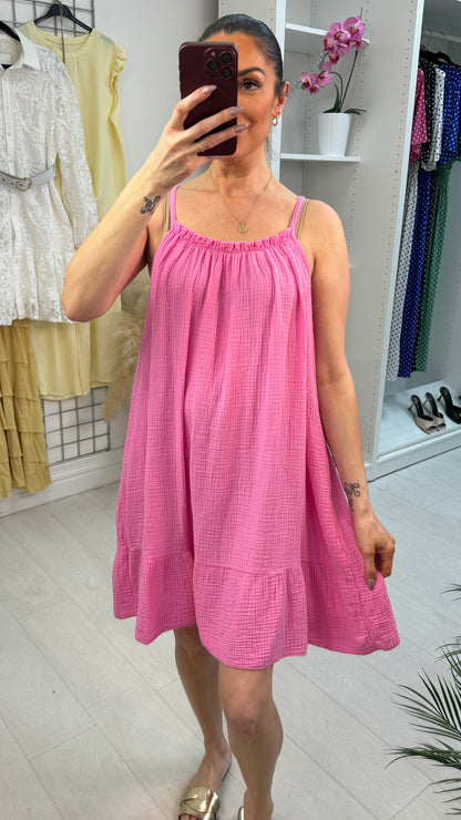 Scarlett Plain Strappy Cheesecloth Dress