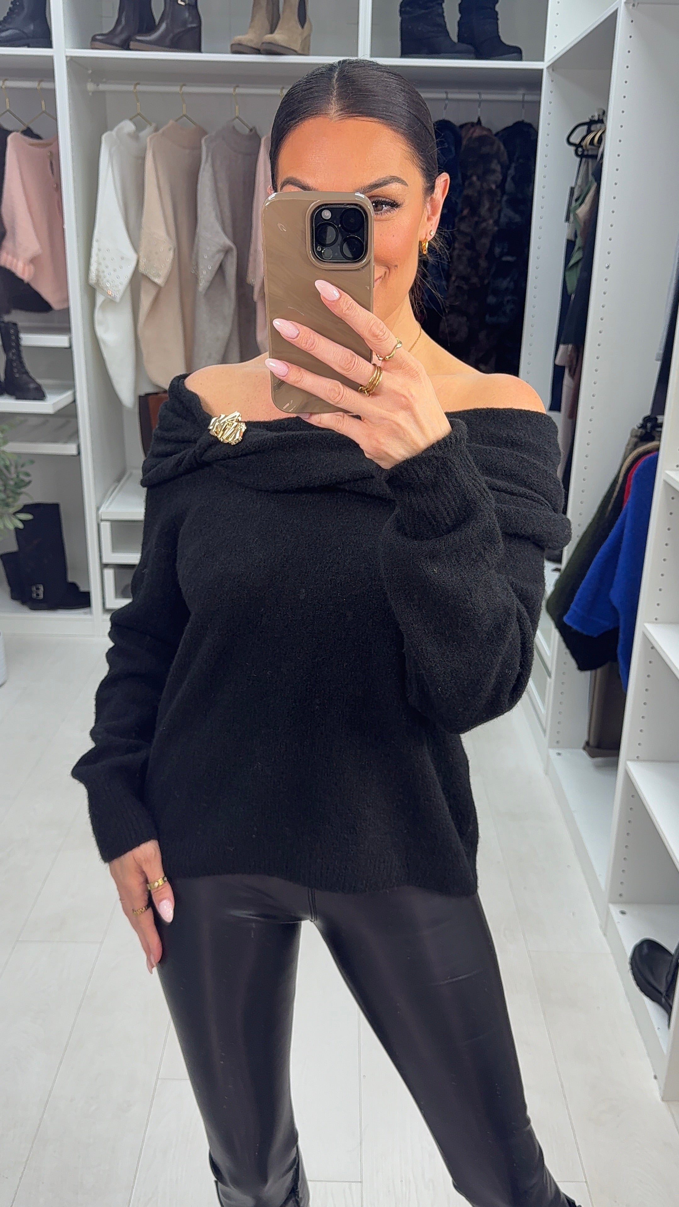 Marisa Cowl Neck Brooch Detail Jumper