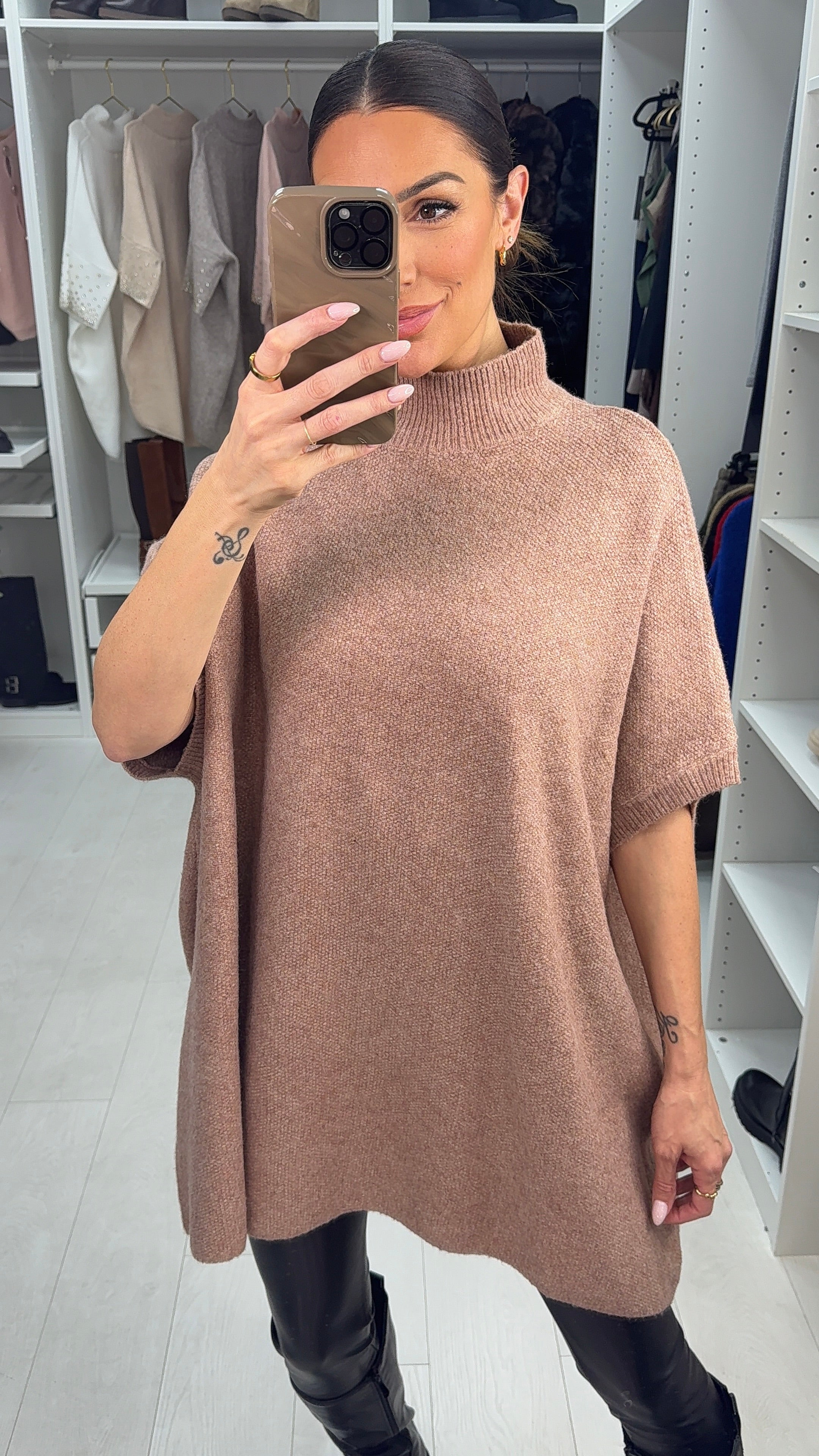 Shelbie Plain High Neck Oversized Jumper