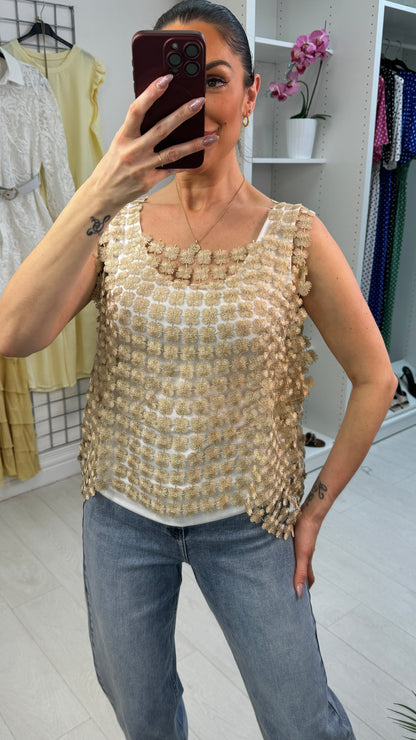 Kelcie Floral Applique Crochet Sleeveless Top