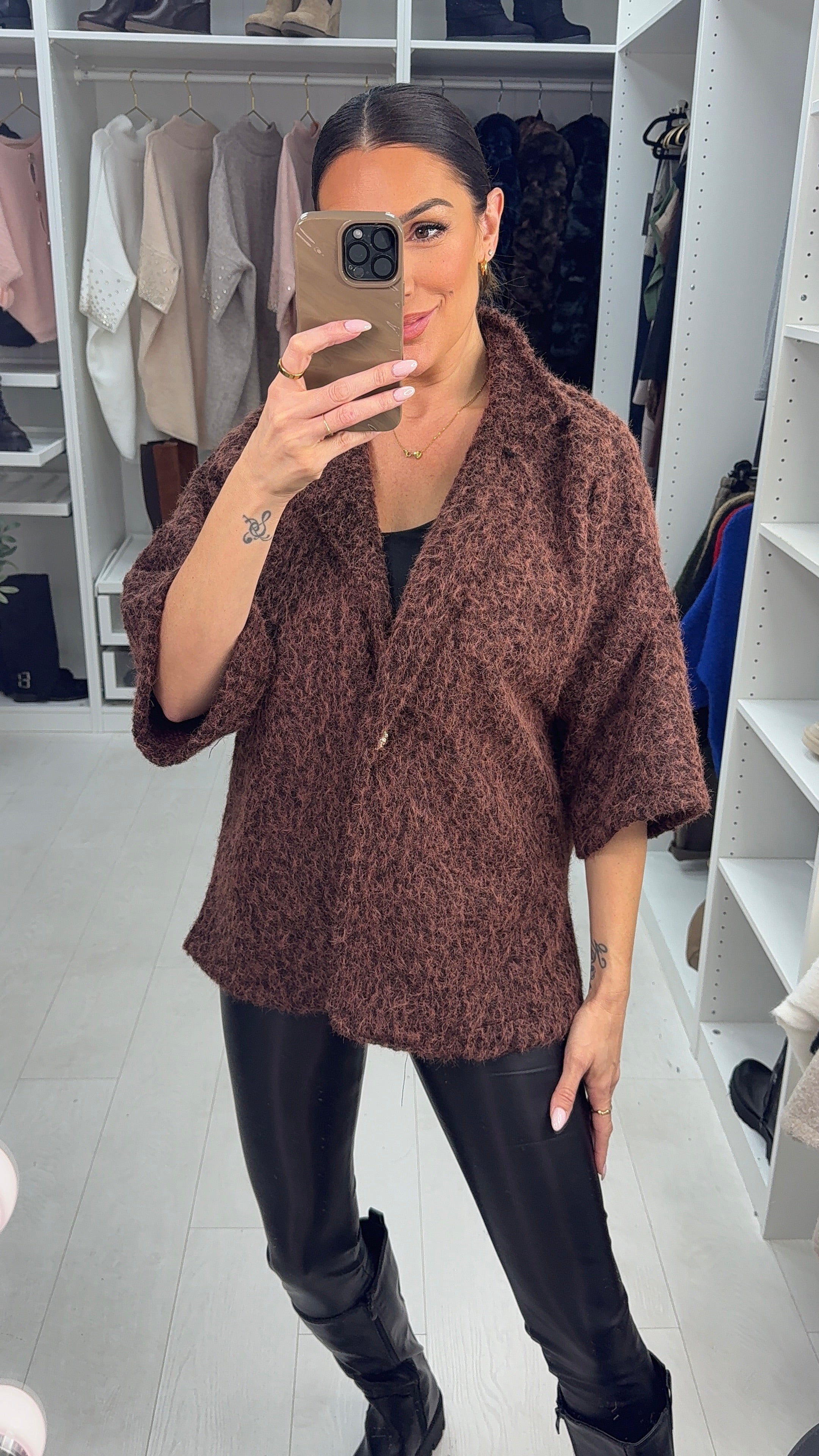 Ophelia Soft 3/4 Sleeve Button Front Jacket