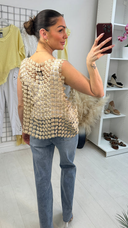 Kelcie Floral Applique Crochet Sleeveless Top