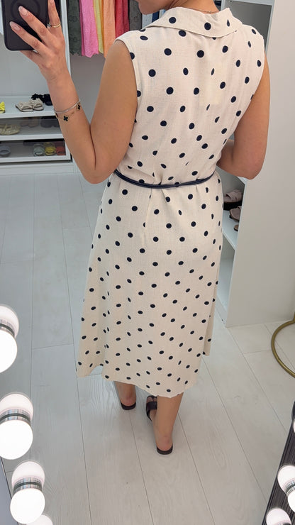 Dina Polka Dot Belted Maxi Shirt Dress