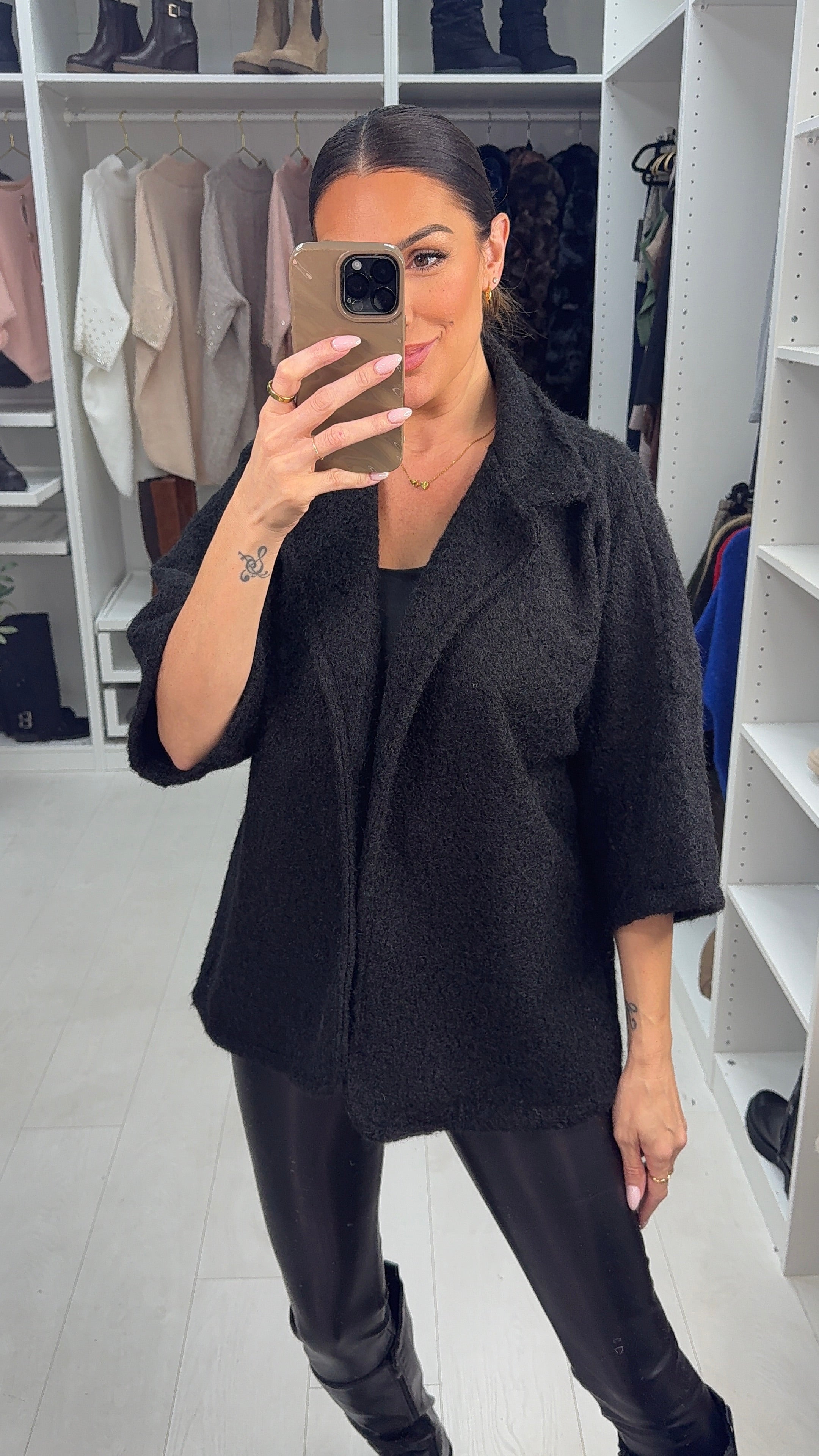 Ophelia Soft 3/4 Sleeve Button Front Jacket