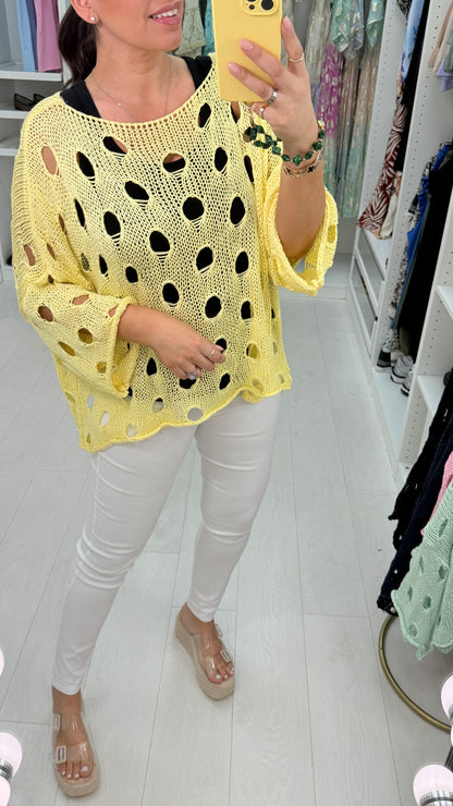 Cairo Plain Crochet Loose Fit Top