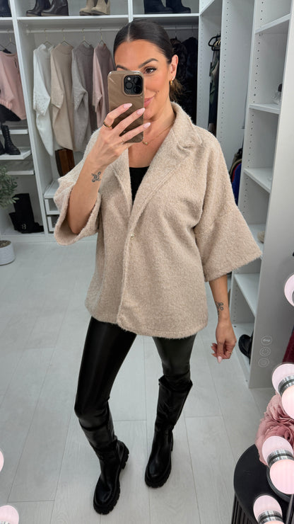 Ophelia Soft 3/4 Sleeve Button Front Jacket